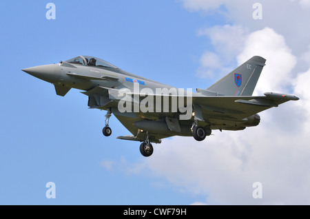 Eurofighter Typhoon FGR4 aircraft operated by the RAF on approach for landing at RAF Fairford Stock Photo