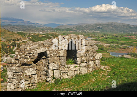 EUROPE, Albania, Shkodra, Rozafa Castle, the first yard, section of castle wall Stock Photo