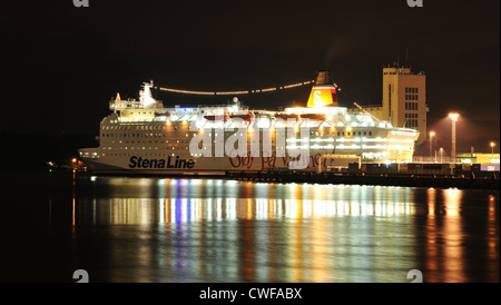 Oslo, Norway - 16 Dec, 2011: Night view of Stena Line luxury cruise ship anchored in Oslo Stock Photo