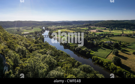 Aerial view of the Dordogne river, Domme, Dordogne, Aquitaine, France Stock Photo