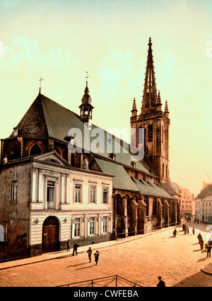 St. Gertrude Church, Louvain, Belgium, circa 1900 Stock Photo