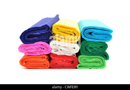 folded tissue-paper in nine colors Stock Photo