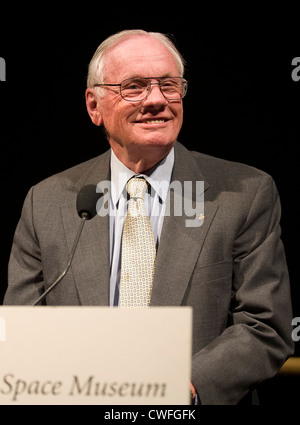 On the eve of the fortieth anniversary of the first human landing on the Moon, Apollo 11 Astronaut Neil Armstrong speaks during a lecture in honor of Apollo 11 at the National Air and Space Museum in July 19, 2009 in Washington, DC. Stock Photo