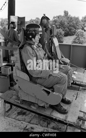 NASA Astronaut Neil Armstrong during parachute training May 27, 1968 at Perrin Air Force Base in Sherman, Texas Stock Photo