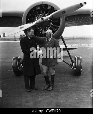 James Mattern, noted aviator and Miss Winifred Hatzfeld of Rye, NY, 1934 Stock Photo