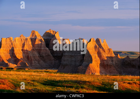 Morning light on the pinnacles, Badlands National Park, South Dakota, USA Stock Photo