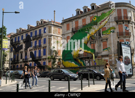 Street art in Lisbon, Portugal Stock Photo