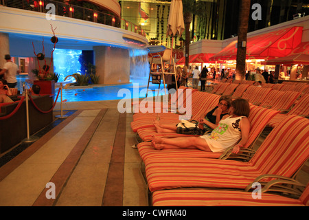 Visitor relaxing pool in Golden nugget casino hotel in Las Vegas, Nevada, US Stock Photo