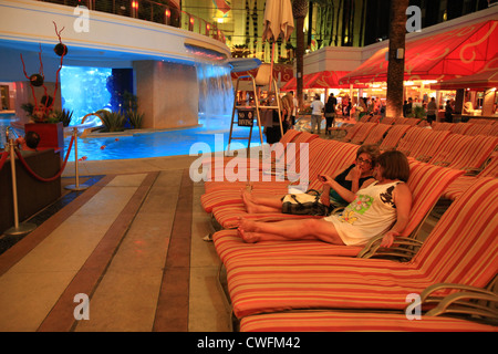 Visitor resting pool in Golden nugget casino hotel in Las Vegas, Nevada, US Stock Photo