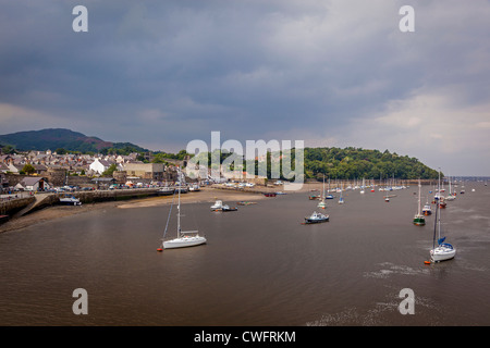 Conwy North Wales. The river Conwy looking into the Conwy quayside Clwyd Stock Photo