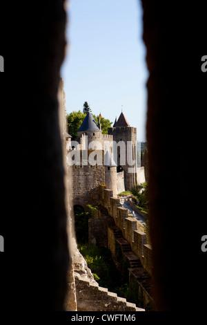 The Carcassonne castle in the old town in Carcassonne Southern France Stock Photo