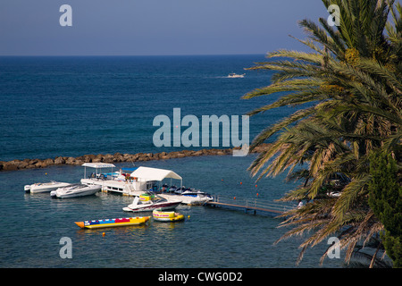 The water sports pier attached to the Almyra Hotel in Paphos, Cyprus Stock Photo