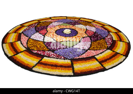 Floral decorations - pookalam, during Onam festival in kerala Stock Photo