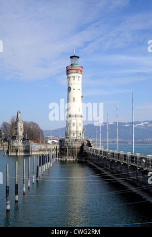 New Lighthouse of Lindau in Lake Constance. Stock Photo