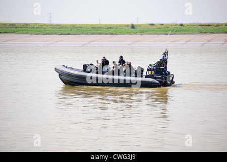 London Thames River Police,Patrolling River Thames prior to start of the Olympics 2012,London England Stock Photo