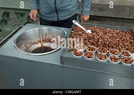 A stall selling Fried nuts on Westminster Bridge London Stock Photo