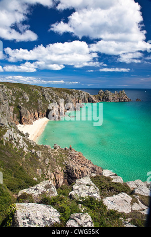 Treen Cliffs near Porthcurno to Logan Rock, West Cornwall, England UK Stock Photo