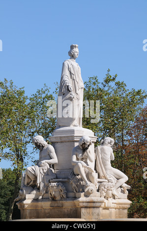 Pradier marble fountain Nimes France created by architect Charles Questel and sculptor James Pradier in June 1851 Stock Photo