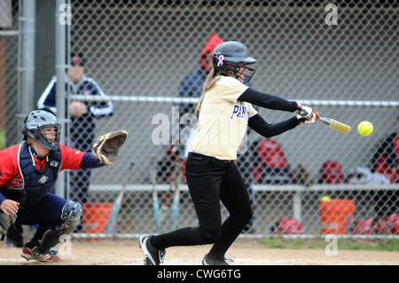 Softball Batter during a high school game. USA. Stock Photo