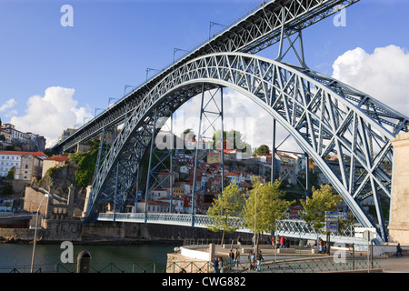 Ponte Dom Luis1 Bridge over Rio Douro Ribeira Porto Portugal Stock Photo