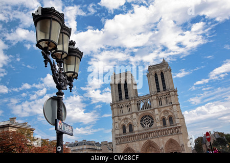 Notre Dame de Paris against blue sky on Summer day Stock Photo