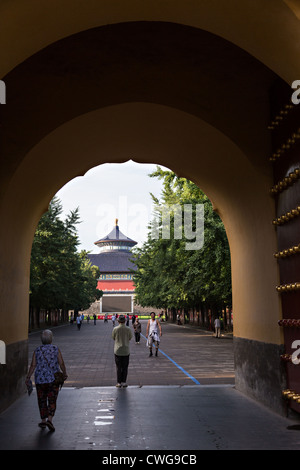 View of the Temple of Heaven from the north gate during summer in Beijing, China Stock Photo