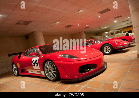 Ferrari's on display at HSH The Prince of Monaco’s Vintage Car Collection in Monte Carlo. Stock Photo