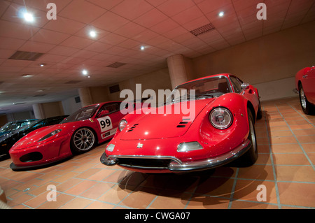 Ferrari's on display at HSH The Prince of Monaco’s Vintage Car Collection in Monte Carlo. Stock Photo