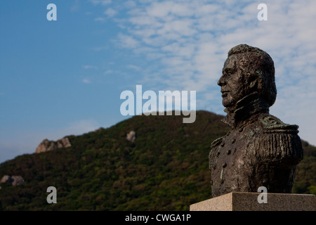 Bust of Commodore Matthew Perry at the site of his landing in Shimoda, Shizuoka, Japan. Stock Photo