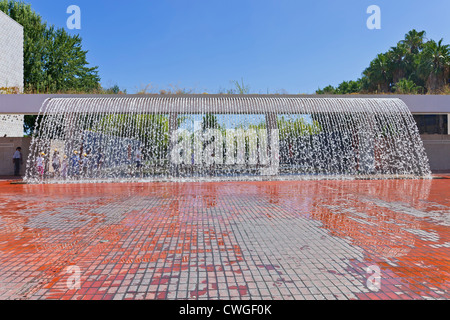 Waterfall of the Jardins D’Água (Water Gardens) in the Parque das Nações (Park of Nations). Lisbon, Portugal. Stock Photo