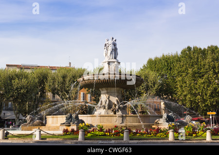 Aix-en-Provence - Flowers and fountain Stock Photo