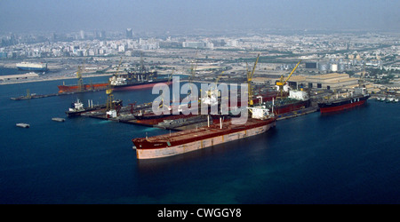 Dubai UAE Aerial View Of Ships In Dry Dock Stock Photo