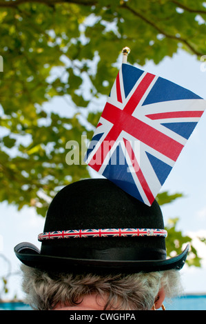 flag on bowler hat at Olympics Eton Dorney Stock Photo