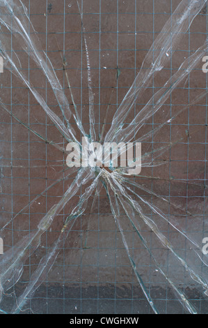 smashed glass window Stock Photo