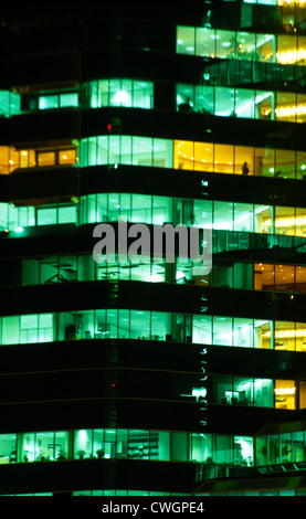 Office Block At Night Abu Dhabi Road Dubai UAE Stock Photo