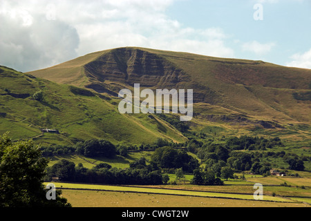 View of Mam Tor, from Peveril Castle, Peak District, Derbyshire, UK Stock Photo