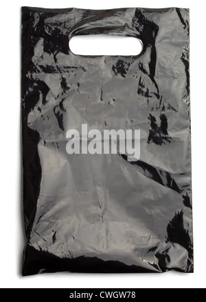 Blank white die-cut small plastic bag with handle hole mockup Stock Photo -  Alamy