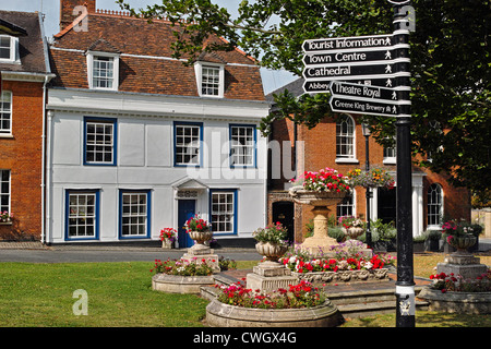 St Mary's Square at the end of Swan lane in Bury St Edmunds Stock Photo