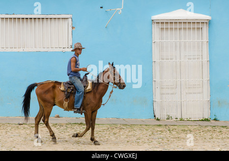 Cuban cowboys (vaquero) Trinidad, Cuba, UNESCO World Heritage Site. Stock Photo
