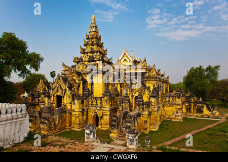 The MAHA AUNGMYE BONZAN MONASTERY was built by MEH NU in historic INWA in 1822 - MYANMAR Stock Photo