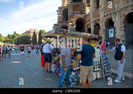 Rome, Italy - August 2012 - Souvenir stand outside the Colosseum Stock Photo