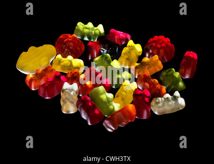 jelly baby jellies gelatine colored candy Germany bear bears yellow red green white sweet jellies gelatine german speciality Stock Photo