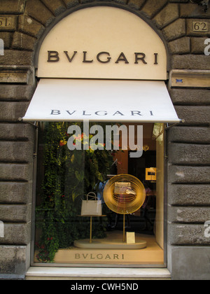 Bulgari shop window in the fashionable street of Via Condotti in Rome Italy Stock Photo