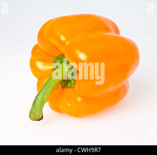 Orange Bell Pepper Isolated on White Stock Photo