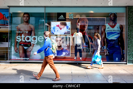 Team GB Olympics stars in Adidas window display in John Lewis, Oxford Street, London Stock Photo