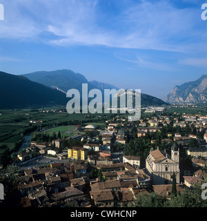 Arco: View from Castle Hill on the city Stock Photo