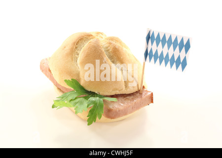 fresh Bavarian beef and pork loaf with parsley on a light background Stock Photo
