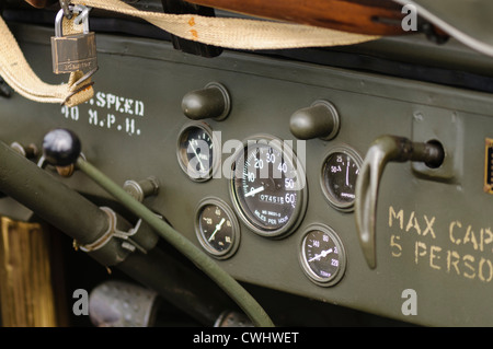 Dashboard on a Willys Jeep from World War 2 Stock Photo