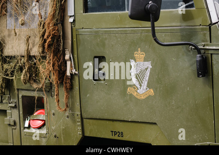 Royal Irish Rangers crest on the side of a military lorry/truck Stock Photo