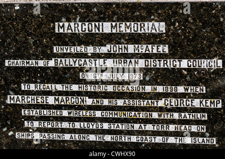 Memorial to Marchese Marconi, who established wireless communication for tracking ships Stock Photo